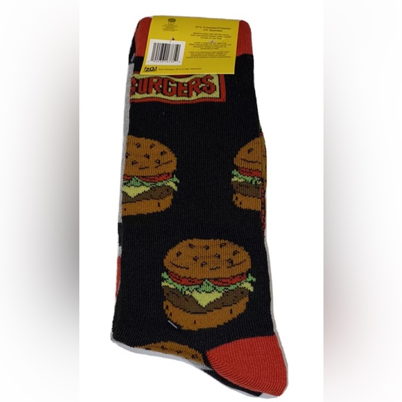 Bob’s Burgers Crew Socks 2 Pair Men's 6-12 Gray Black w Burger & Bob Animated TV - Picture 3 of 12